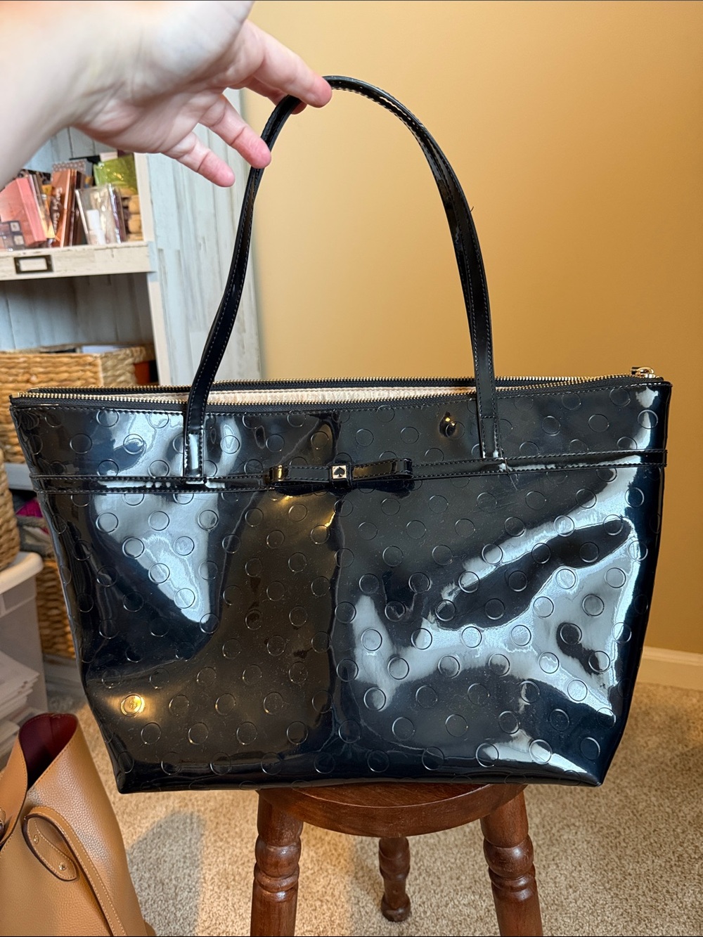 kate spade Black Patent Polka Dot Tote